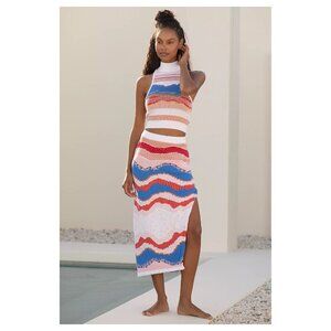 ANTHROPOLOGIE | 100% Cotton High-Neck Knit Tank Top and Midi Skirt Set | NWT